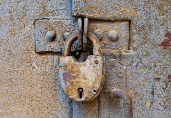 A rusty padlock
